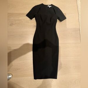 Elizabeth & James Sz 2, Blk Short Sleeve Midi, Form Fitting, shoulder cut outs